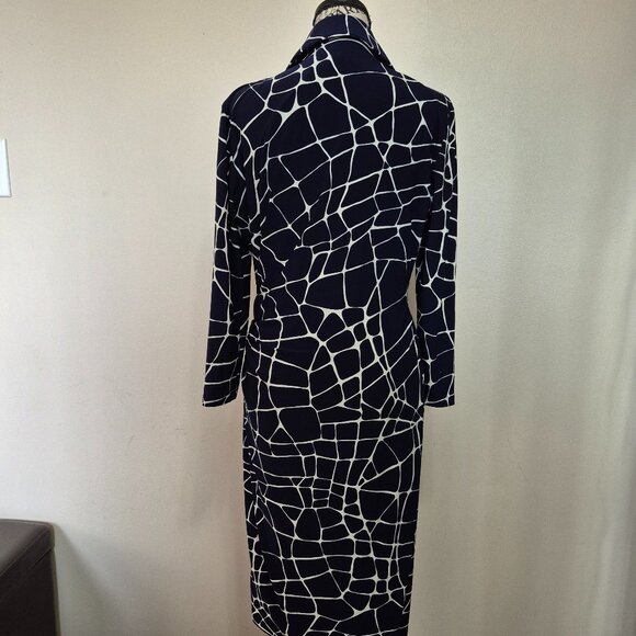 Navy Faux Wrap Dress - Picture 5 of 9